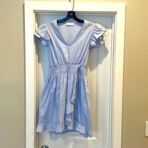 Sandro Chambray Ruffled Mini Dress size 3 (6-10)